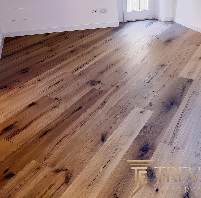 Террасная доска из натурального дерева, элитное покрытие для интерьера, светлая доска с выразительными узорами и темными сучками, стильное решение для современного дома.