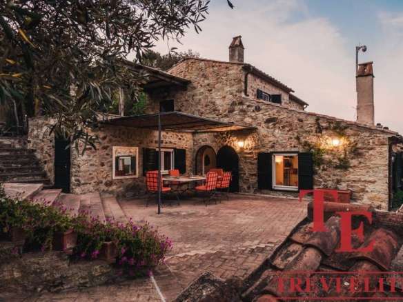 Уютный rustic дом с каменной отделкой, уютной террасой и видом на сад. Идеальное сочетание классики и современности для элитной недвижимости на побережье Италии.