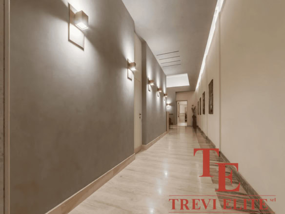 Современный коридор в элитной недвижимости с мягким освещением и высококлассным дизайном. Идеально для презентации роскошных итальянских и зарубежных элитных объектов.