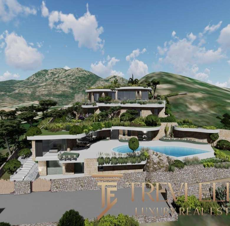 Элитная вилла на холме с бассейном и террасами, окруженная зеленой природой и горным пейзажем, эксклюзивная недвижимость в Италии от агентства Треви Элит.