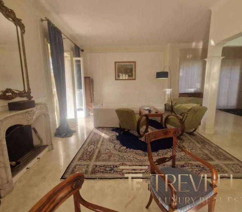 Элегантная гостиная с классической мебелью, каминов и уютной атмосферой, идеально подходящей для престижной жизни в роскошной недвижимости.