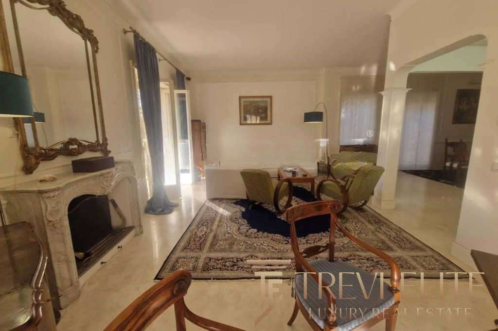 Элегантная гостиная с классической мебелью, каминов и уютной атмосферой, идеально подходящей для престижной жизни в роскошной недвижимости.