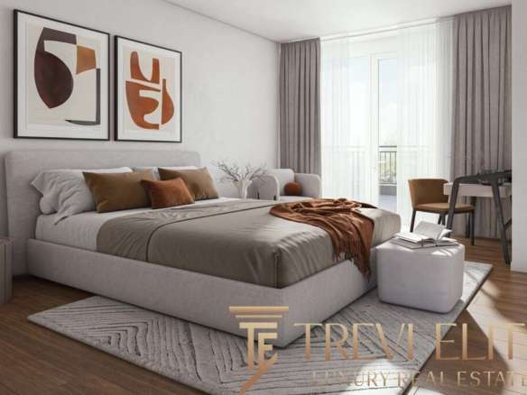 Элитная спальня с современным дизайн, уютной атмосферой, большими окнами и панорамным видом, созданная для комфортного отдыха и роскоши.