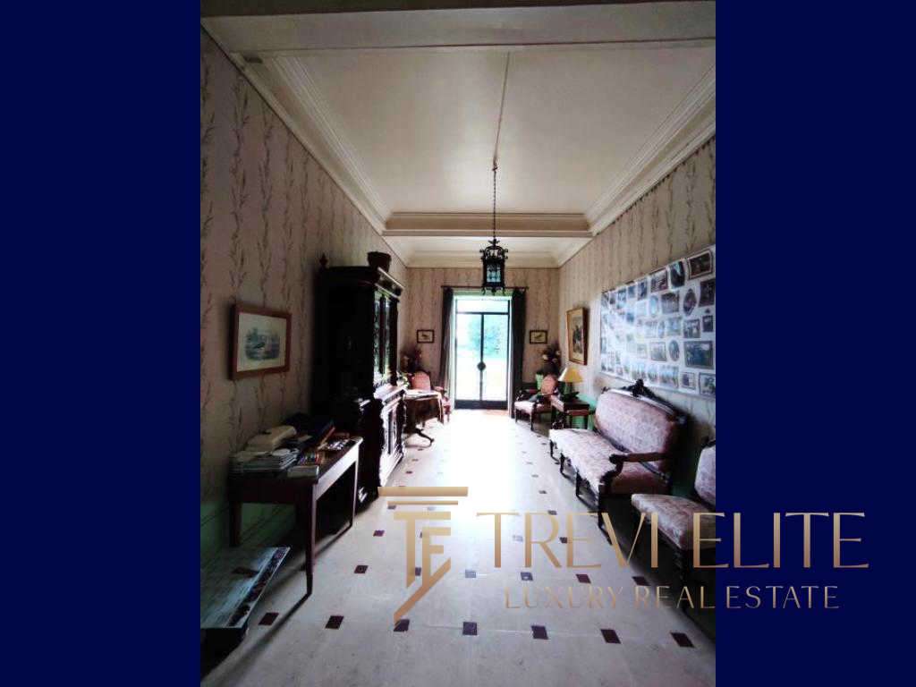 Элегантная гостиная в классическом стиле с антикварной мебелью, картинами на стенах и большим окном, наполняющим комнату естественным светом.