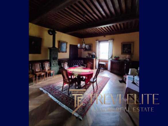 Уютная классическая гостиная в интерьере с деревянной отделкой, камином и антикварной мебелью, создающая атмосферу уюта и роскоши, идеальная для ценителей элитной недвижимости.