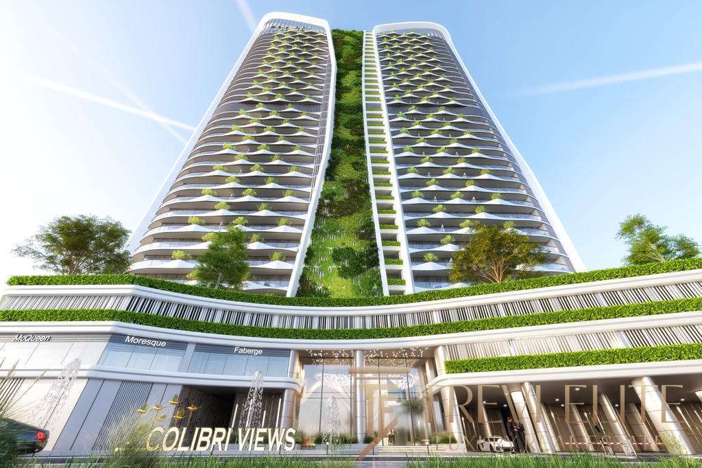 Высотные жилые здания с современным архитектурным дизайном, окружённые зеленью и деревьями, символ роскоши и элитной недвижимости в Италии и мире.