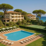 Элитное жилье с бассейном и теннисным кортом на фоне зелени и моря. Роскошные апартаменты в престижном районе, идеально для отдыха и отдыха на море. Высокий уровень комфорта и эксклюзивность.