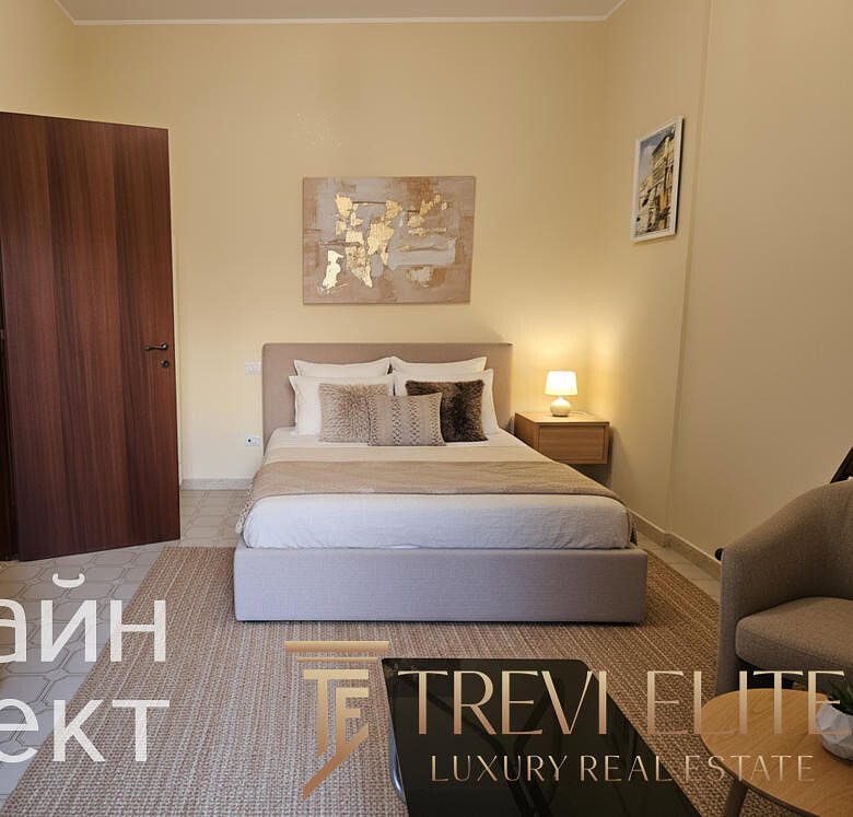 Современная уютная спальня в элитной вилле с мягким освещением и стильным декором. Идеальное пространство для отдыха и уединения. Высокое качество ремонта и комфортная мебель.