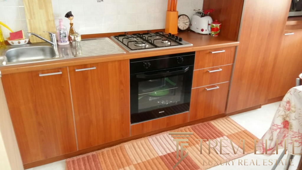 Современная кухня с деревянными фасадами, встроенной плитой и духовкой, раковиной и эстетичным интерьером для комфортной жизни.