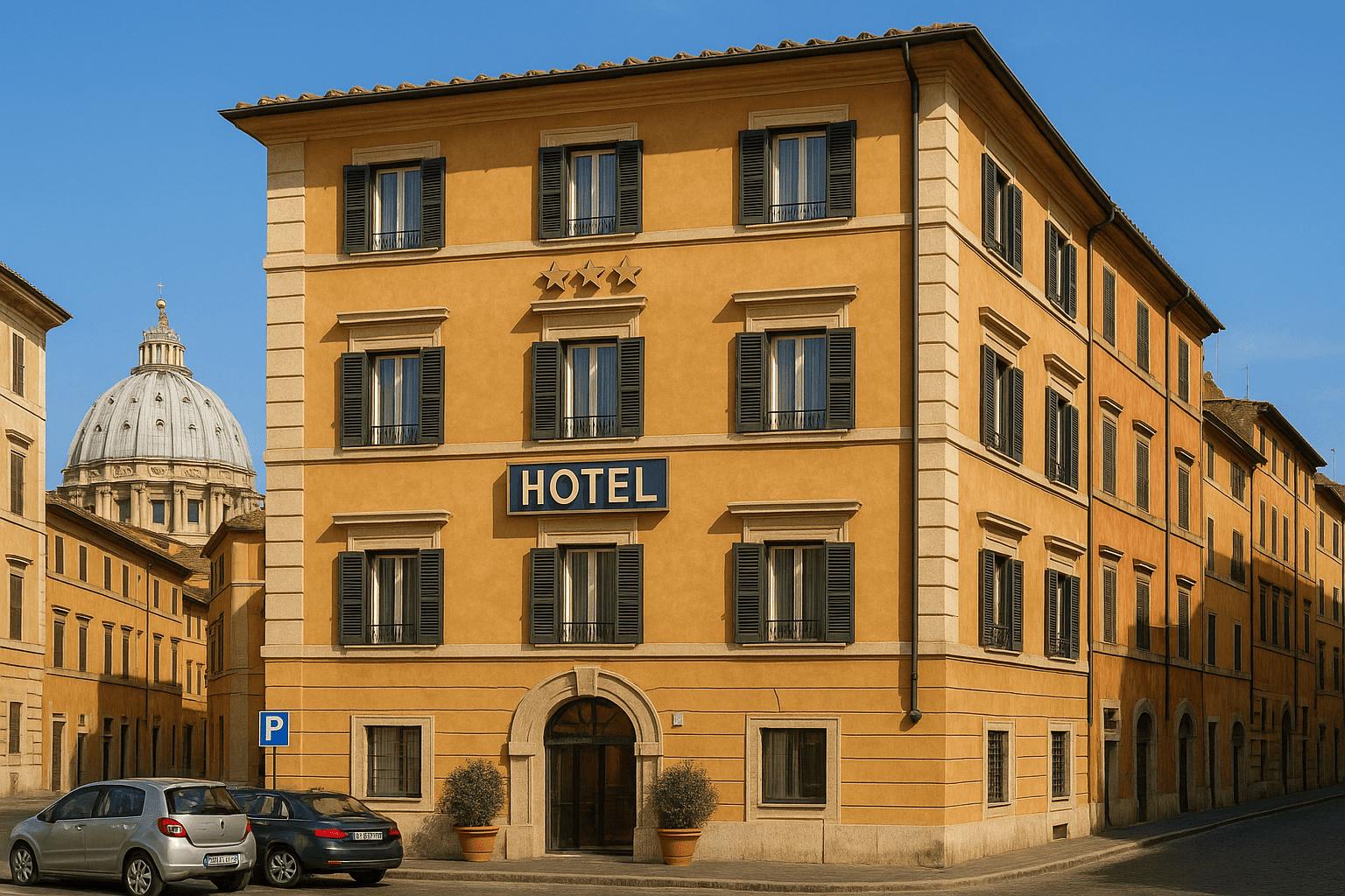 Современный отель с классическим дизайном, многоэтажное жилое здание с балконами и шале. Отличное расположение в живописном районе с исторической атмосферой. Идеально для туристов и деловых гостей.